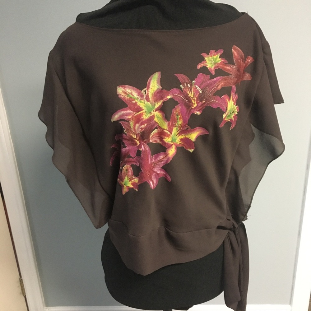 - Women’s Dynamite Sheer Black Brown Blouse